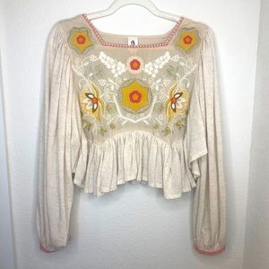 VICI Abacos Embroidered Peplum Top